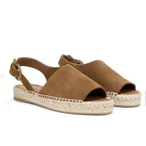 Vince Womens Brown Suede Adjustable Strap Linton Espadrille Sandals 6.5 M